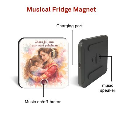 Ghar Ki Jaan Maa Personalized Musical Fridge Magnet Rechargeable Photo & Song Magnet Gift for Mom